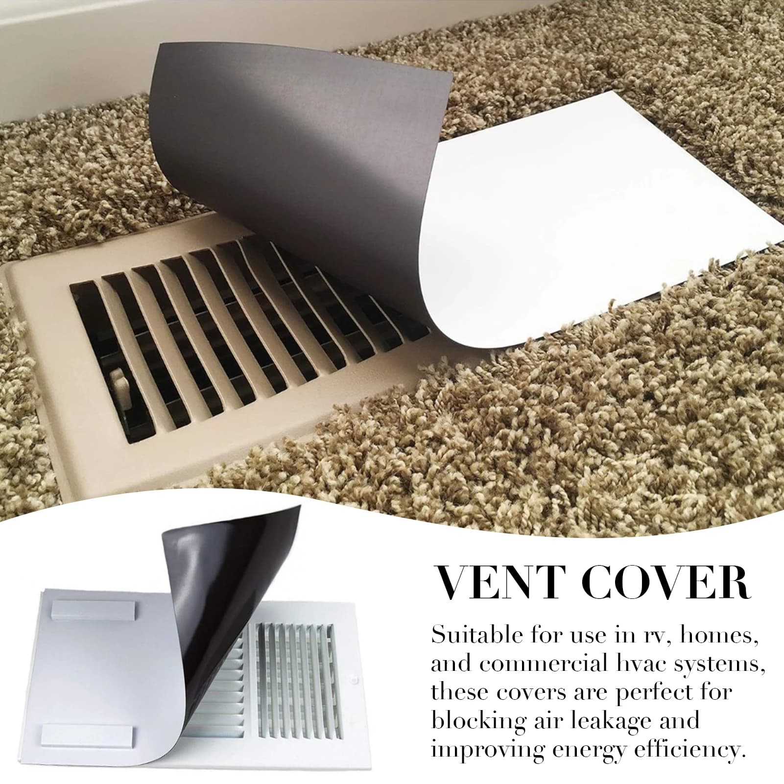 Couvre-grilles de ventilation magnétiques puissants pour les grilles d'aération standard au sol de la maison, avec feuille magnétique flexible