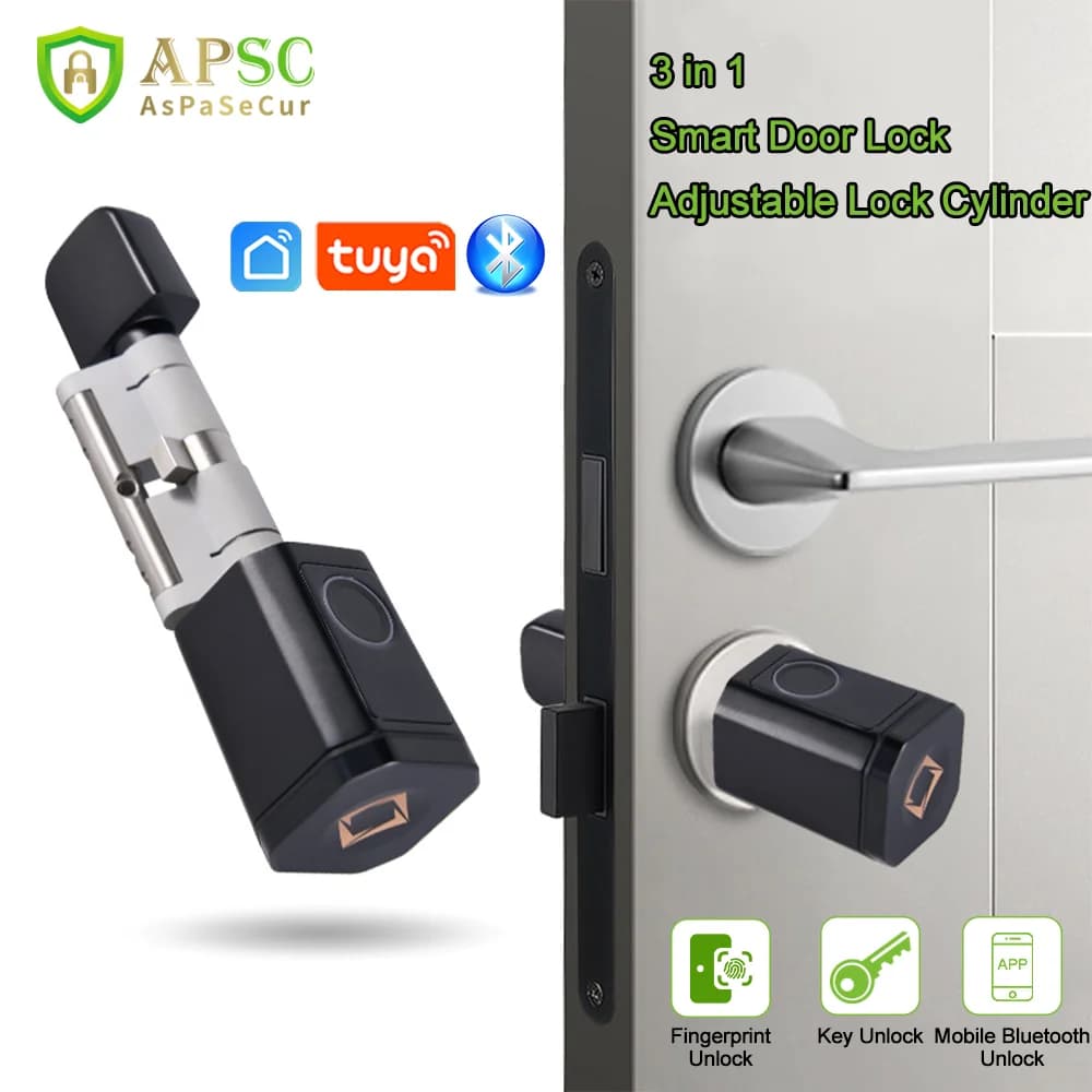 Serrure de porte intelligente APSC Tuya avec reconnaissance d'empreintes digitales