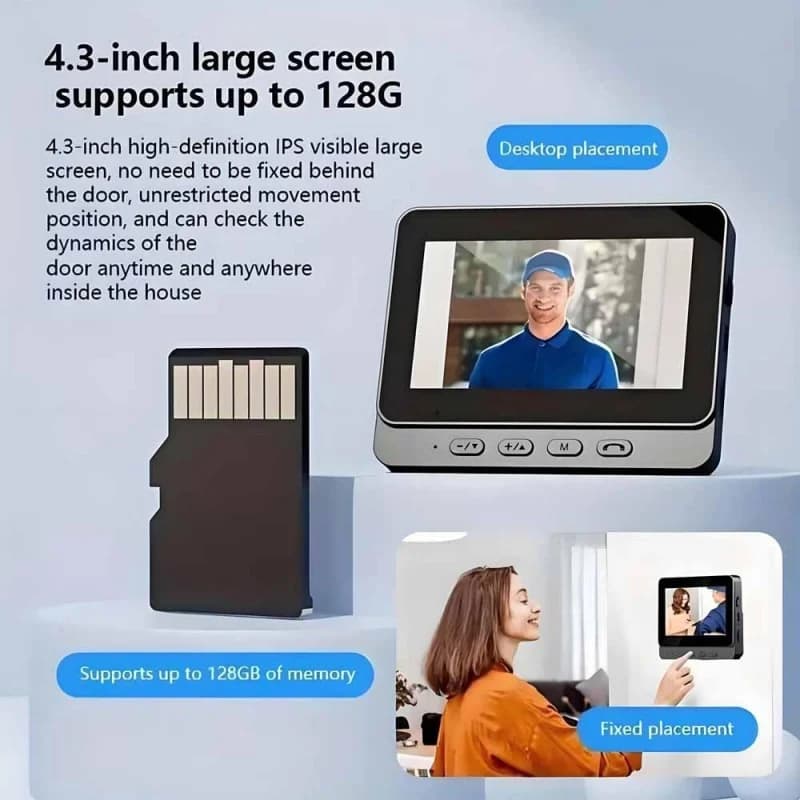 Sonnette vidéo intelligente WiFi 2.4G sans fil avec interphone