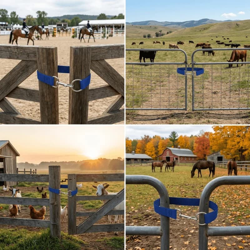 Lot de 3 loquets de portail à corde simple de 50 cm, fixation universelle pour clôture de chevaux et portail de ferme d'élevage