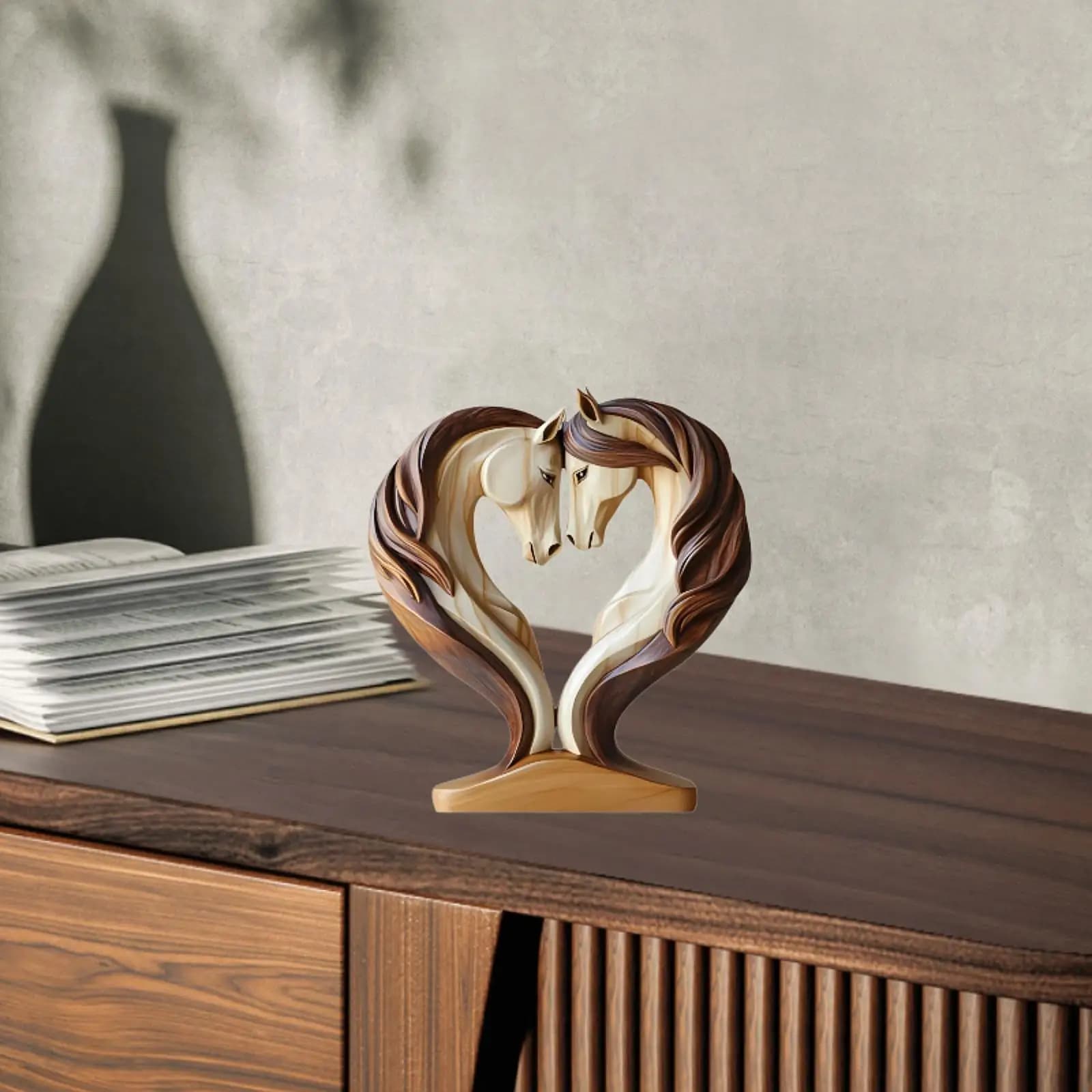 Statue décorative de cheval, sculpture de chevaux amoureux avec base, ornement de bureau moderne et pratique pour la décoration de table de salon