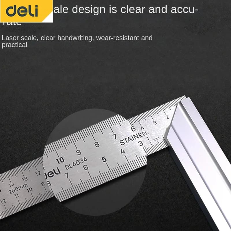 DELI – règle d'angle à 90 degrés en acier inoxydable, règle en forme de L, outil de mesure Double face, outils droits en métal pour le travail du bois