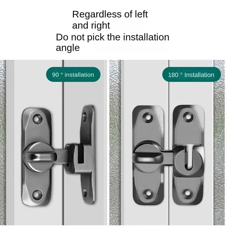 Serrure de porte à bascule à 90/180 degrés