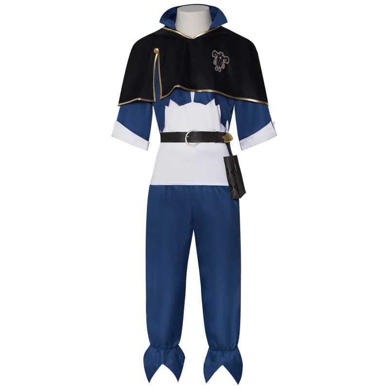 Costume de Cosplay Anime Asta, cape noire, haut bleu, ensemble pantalon, trèfle à quatre feuilles, tenue de jeu de rôle pour hommes, fête de carnaval d'halloween