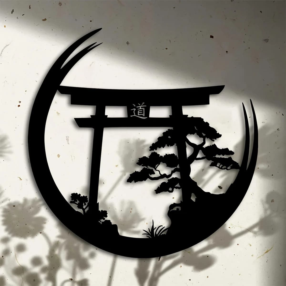 Sculpture murale portail Torii style bonsaï japonais - Art mural en métal