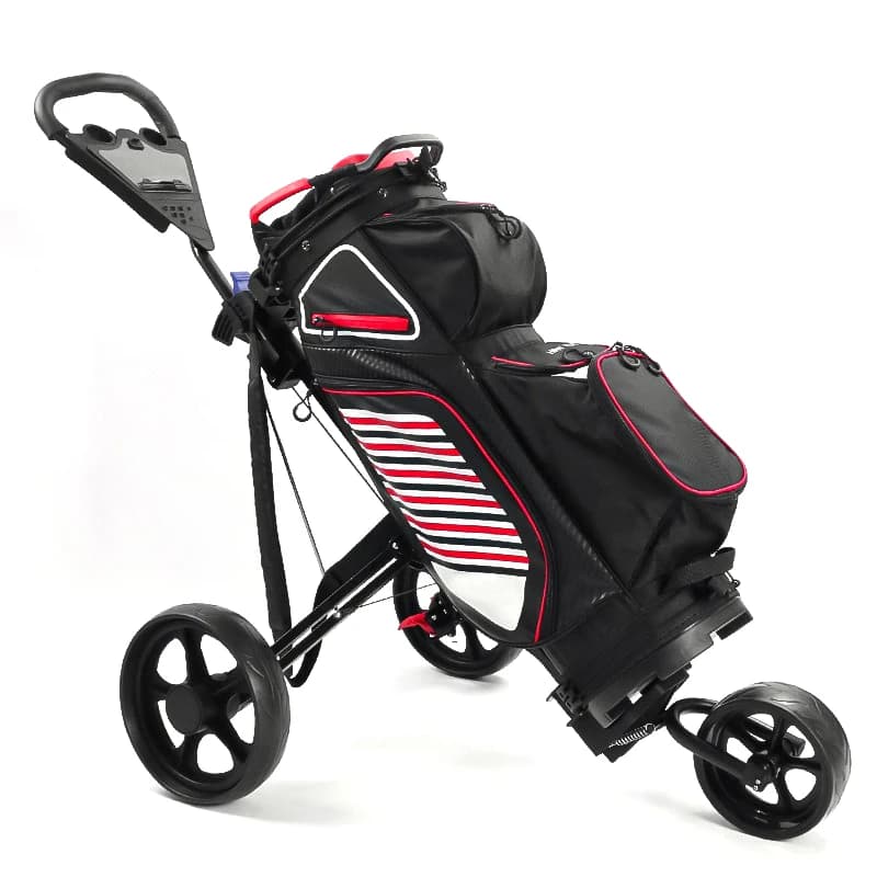 Chariot de golf à 3 roues en aluminium, pliable, léger, chariot de golf portable, chariot de golf à pousser/tirer à la main avec cadre durable