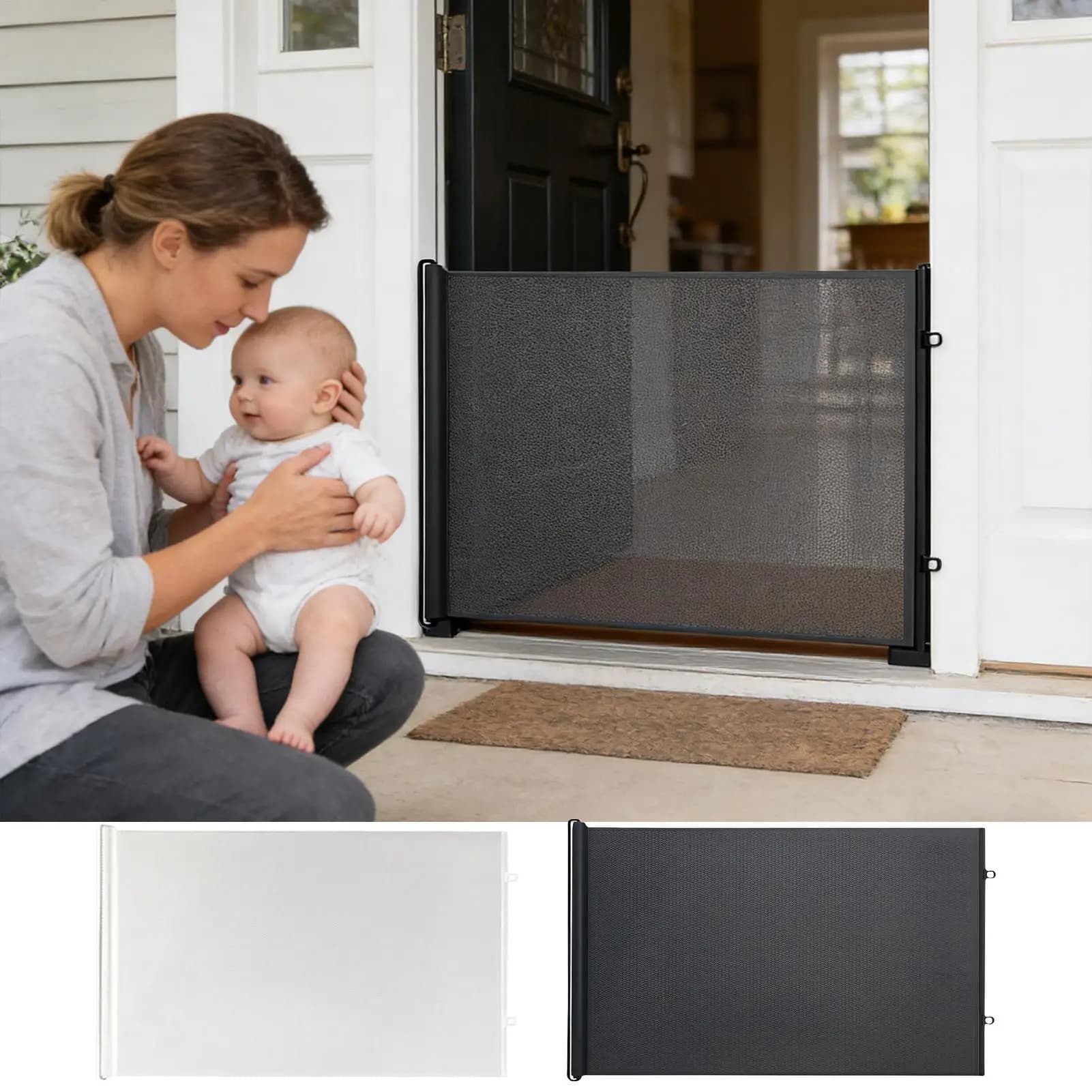 Barrière pour chien rétractable sans perçage, petite clôture de sécurité pour escalier, enclos pour chien pour extérieur, intérieur, couloir, escalier, véranda