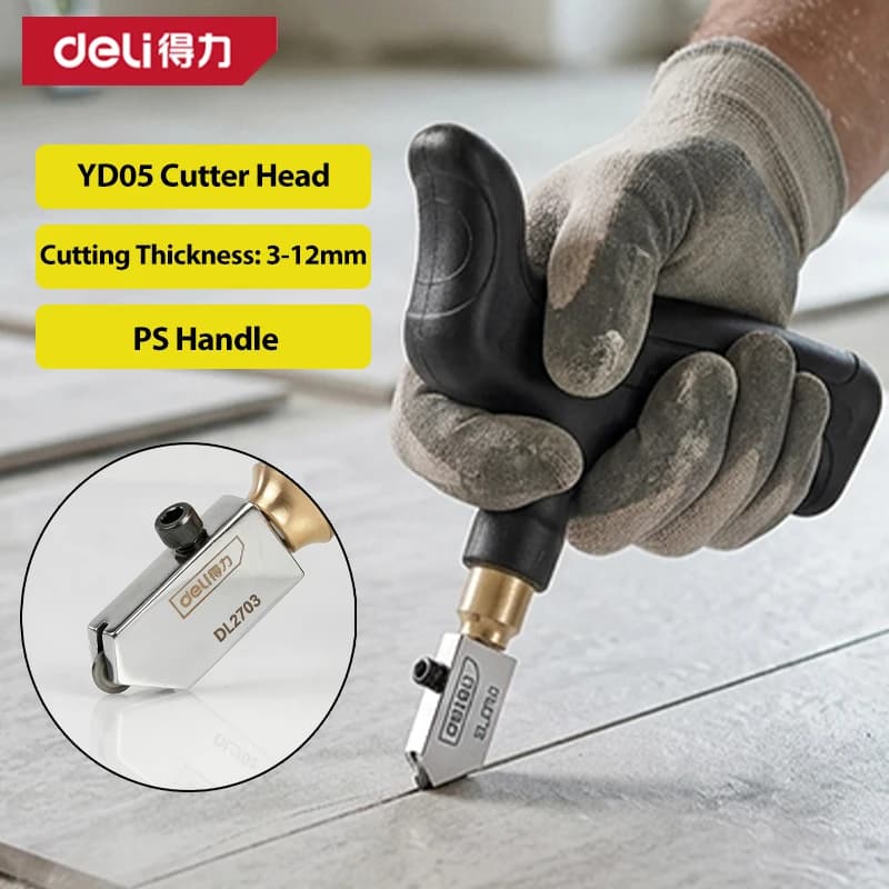 Coupe-verre Deli DL2703, roue en alliage YD05 et poignée ergonomique en plastique, outil de précision pour couper le verre et les carreaux, réparation domestique DIY