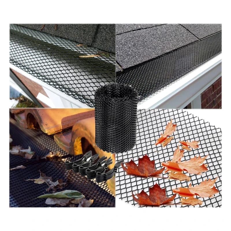 Tapis de Protection de gouttière en maille 15cm x 6m, bloc de gouttière, empêche le colmatage, filet de Protection de jardin avec goupille de fixation
