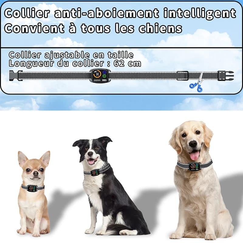 Collier d'écorce pour chien, fonction de Vibration sonore, étanche IP67, double moteur, affichage couleur LED, Rechargeable