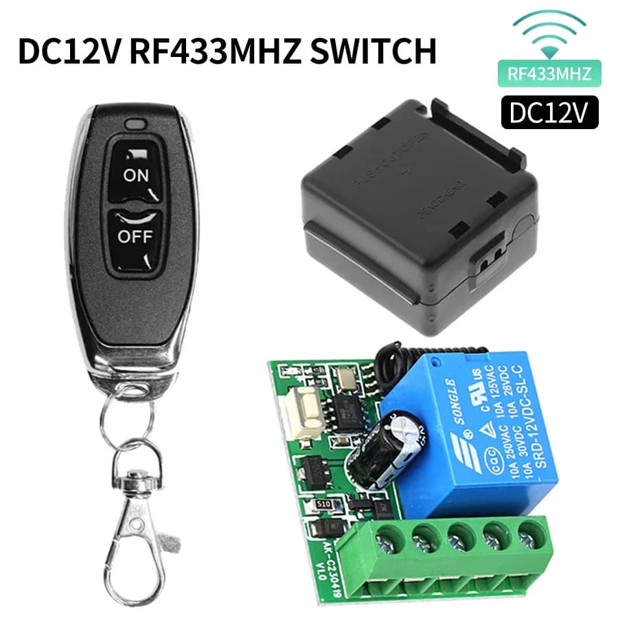Module récepteur de relais de commutation sans fil RF 433Mhz DC 12V 1 canal pour serrure électromagnétique de porte LED DIY