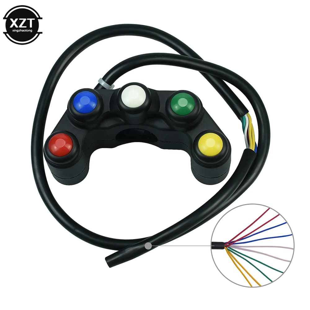 Interrupteur à cinq positions pour moto, cinq couleurs, lampe de direction, klaxon, clignotant, interrupteurs de guidon, réaménagement de véhicule électrique