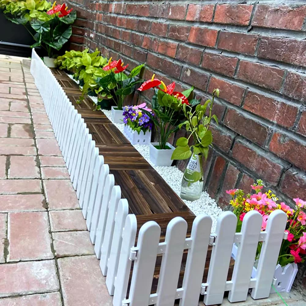Lot de 5 clôtures de jardin en piquets blancs