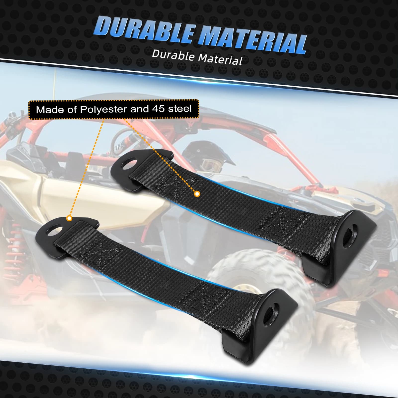 NICECNC UTV 2PCS courroies limiteur de contrôle de porte battant POLYESTER et acier 45 pour CAN AM MAVERICK X3 2017-2022 sécurisez vos portes