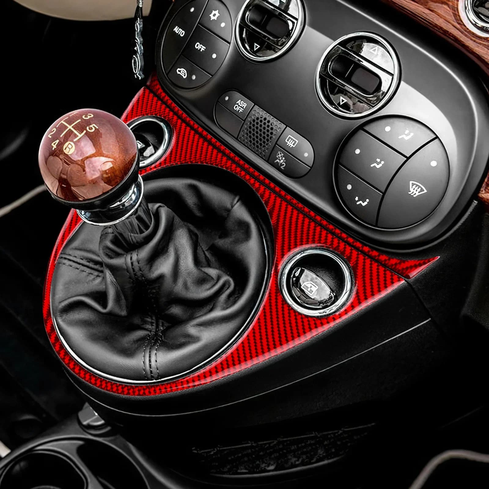 Pour Abarth 595 2016 2017 2018 2019 2020 2021 2022 2023 Pour Fiat 500 2011-2023 Garniture de levier de vitesses manuel/automatique en fibre de carbone souple