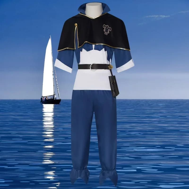 Costume de Cosplay Anime Asta, cape noire, haut bleu, ensemble pantalon, trèfle à quatre feuilles, tenue de jeu de rôle pour hommes, fête de carnaval d'halloween