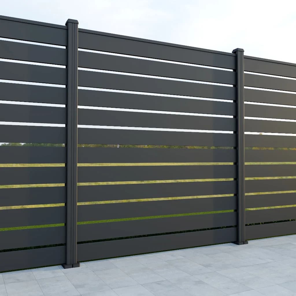 Panneau de clôture moderne en aluminium à lames orientables, thermolaqué, pour jardin, mur de séparation, cour, balcon, terrasse, extérieur