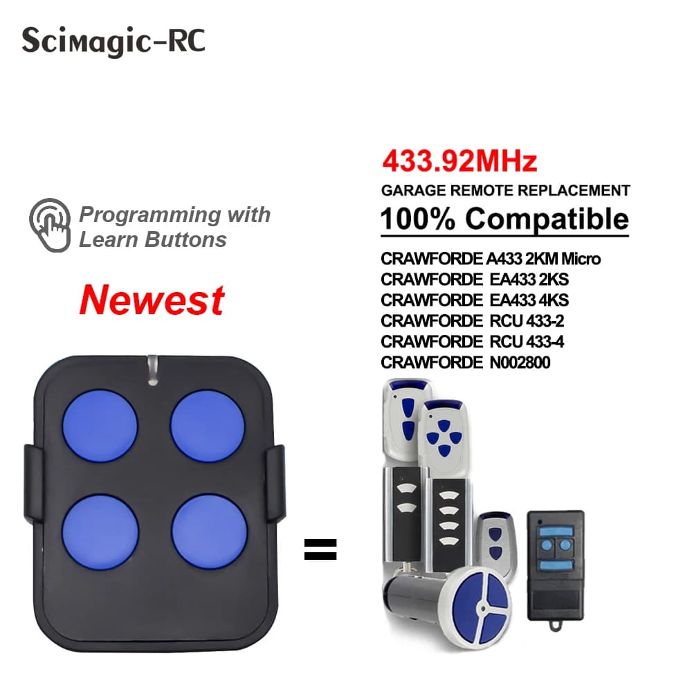 NORMSTAHL RCU 433 2K / EA433 2KM Micro / Crawford / Magic 1000 télécommande de porte de Garage 433.92MHz