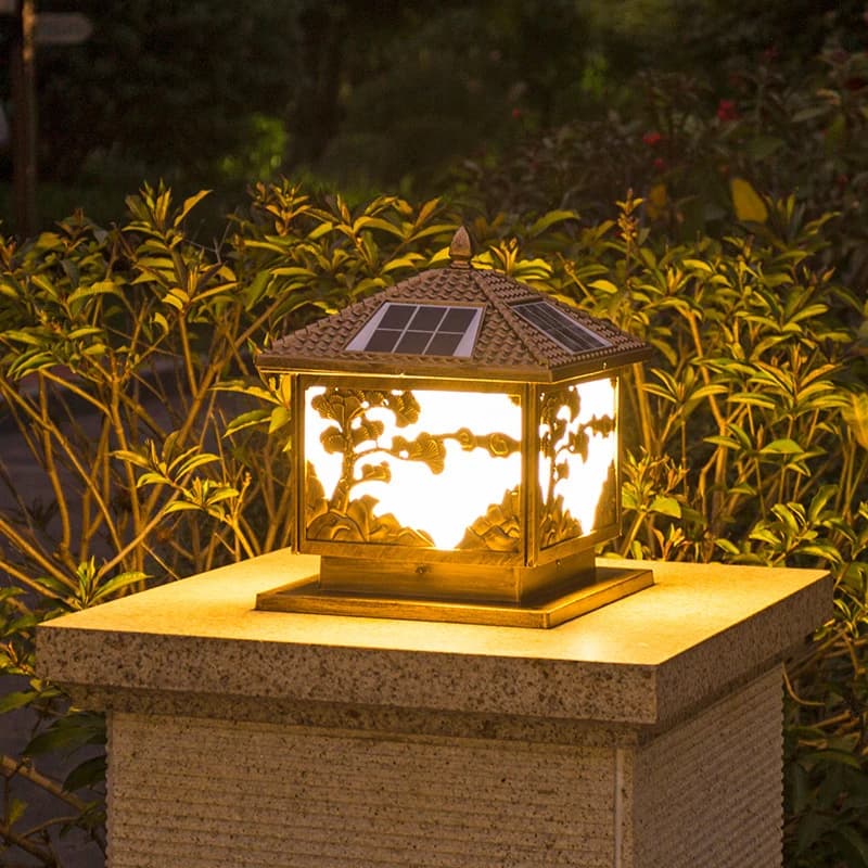 Lampe solaire d'extérieur pour poteau, villa, cour, portail, colonne, étanche, en aluminium, pour jardin, éclairage paysager, éclairage de poteau