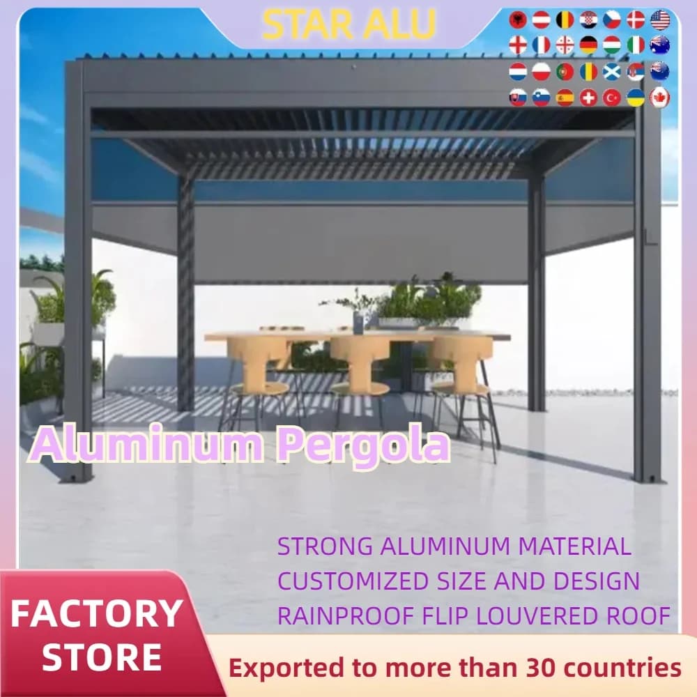 Pergola bioclimatique en aluminium 3x3m/10x10 pieds