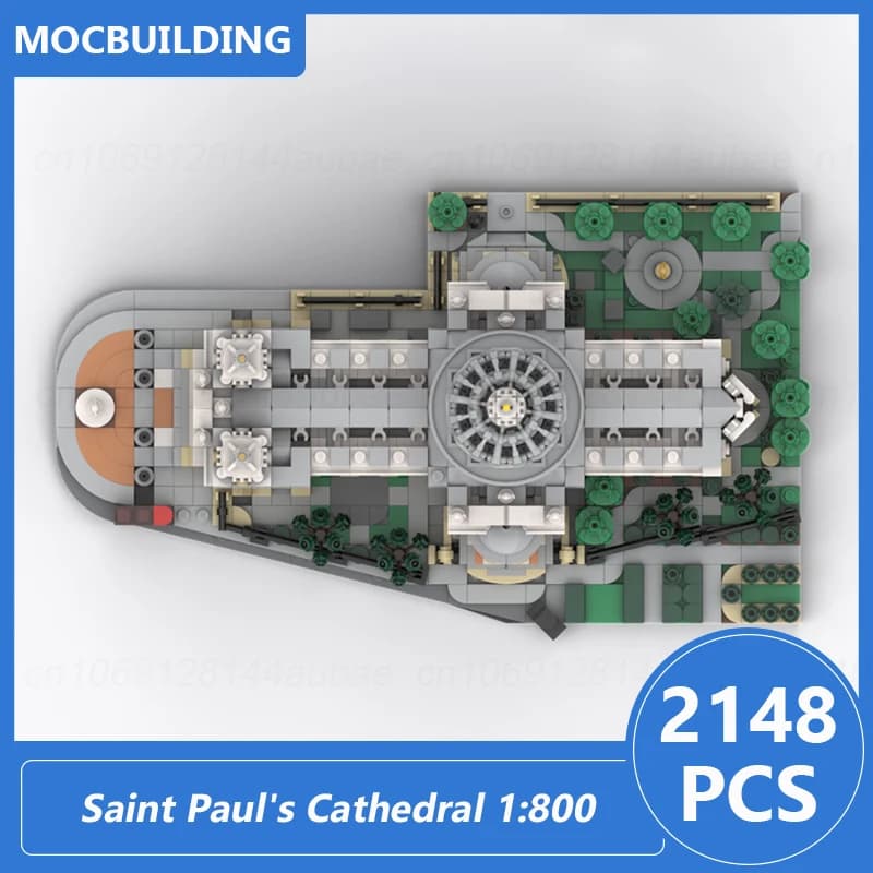 Modèle d'architecture de la Cathédrale de Saint-Paul à l'échelle 1:800, blocs de construction MOC, briques à assembler soi-même, jouets de collection, cadeaux, 2148 pièces