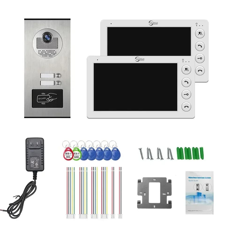 Anjielo 2/3/4 unité multi-appartements interphone vidéo sonnette avec carte RFID déverrouiller 7 pouces 4 fils système de visiophone