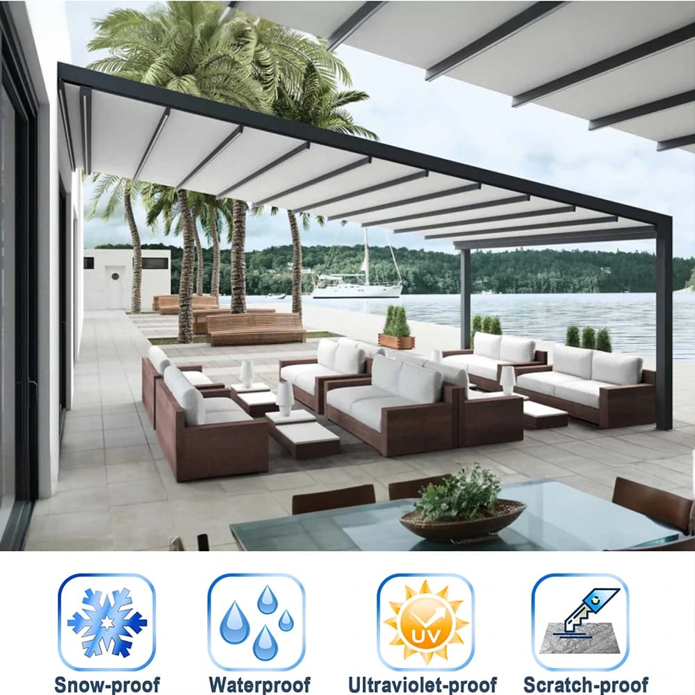 Pergola motorisée, auvent rétractable