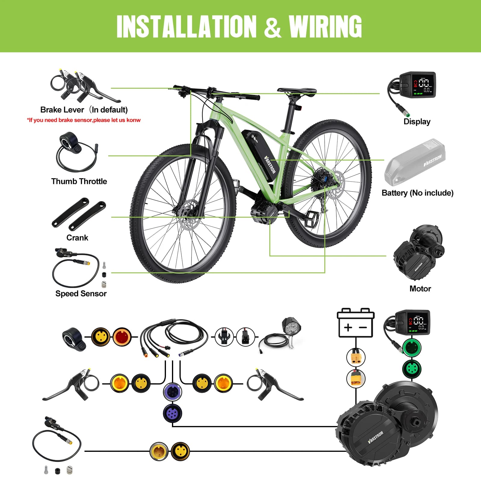 Kit moteur central Varstrom VSM01 48V 750W 130Nm avec capteur de couple pour conversion de vélo électrique