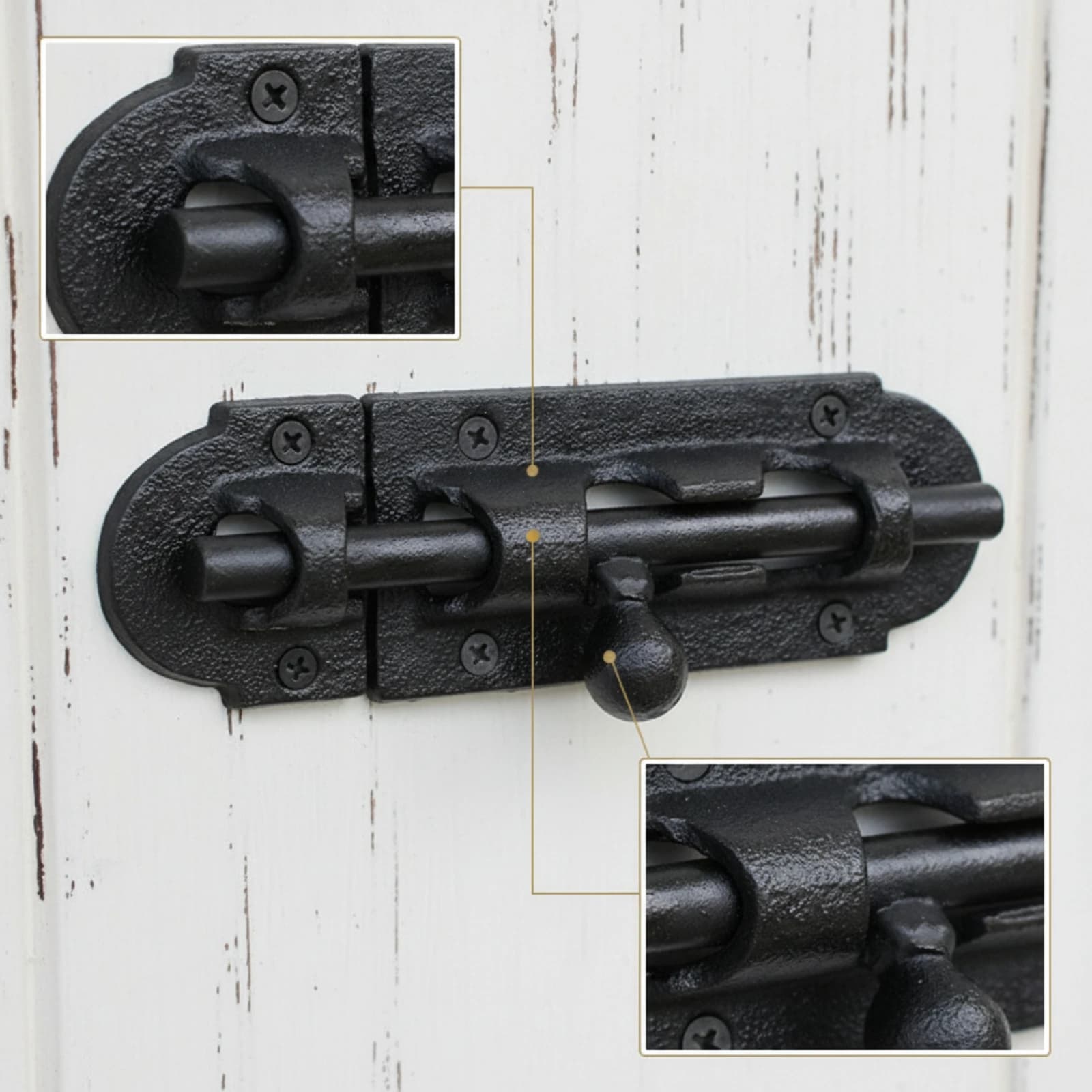Loquet de porte coulissant de style antique, verrou de portail coulissant, quincaillerie extérieure résistante à la rouille pour propriétaires, portes en bois