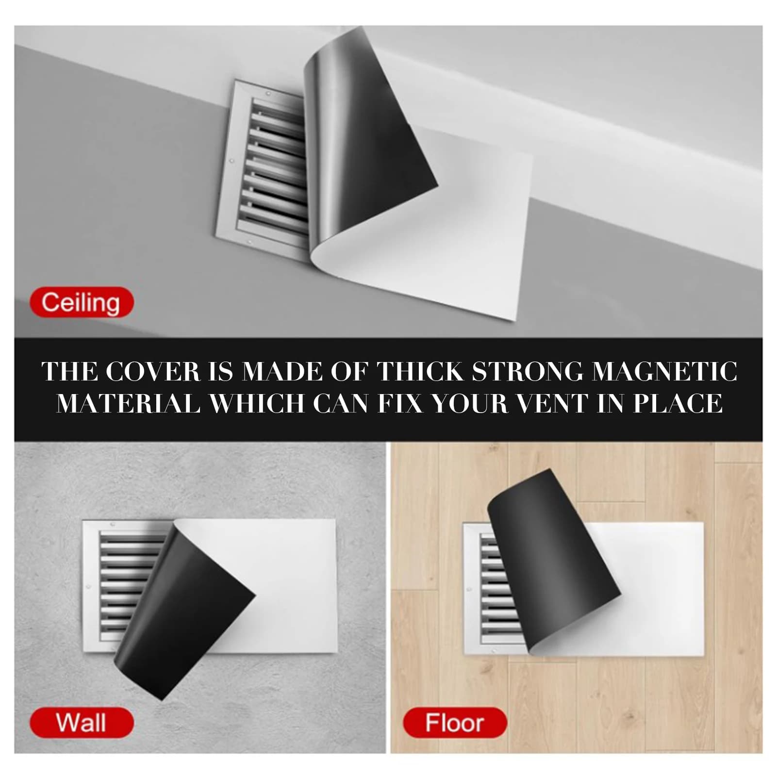 Couvre-grilles de ventilation magnétiques puissants pour les grilles d'aération standard au sol de la maison, avec feuille magnétique flexible