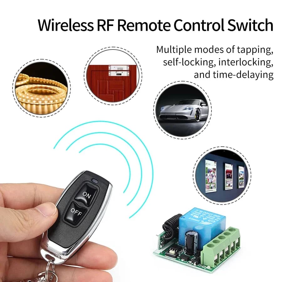 Module récepteur de relais de commutation sans fil RF 433Mhz DC 12V 1 canal pour serrure électromagnétique de porte LED DIY