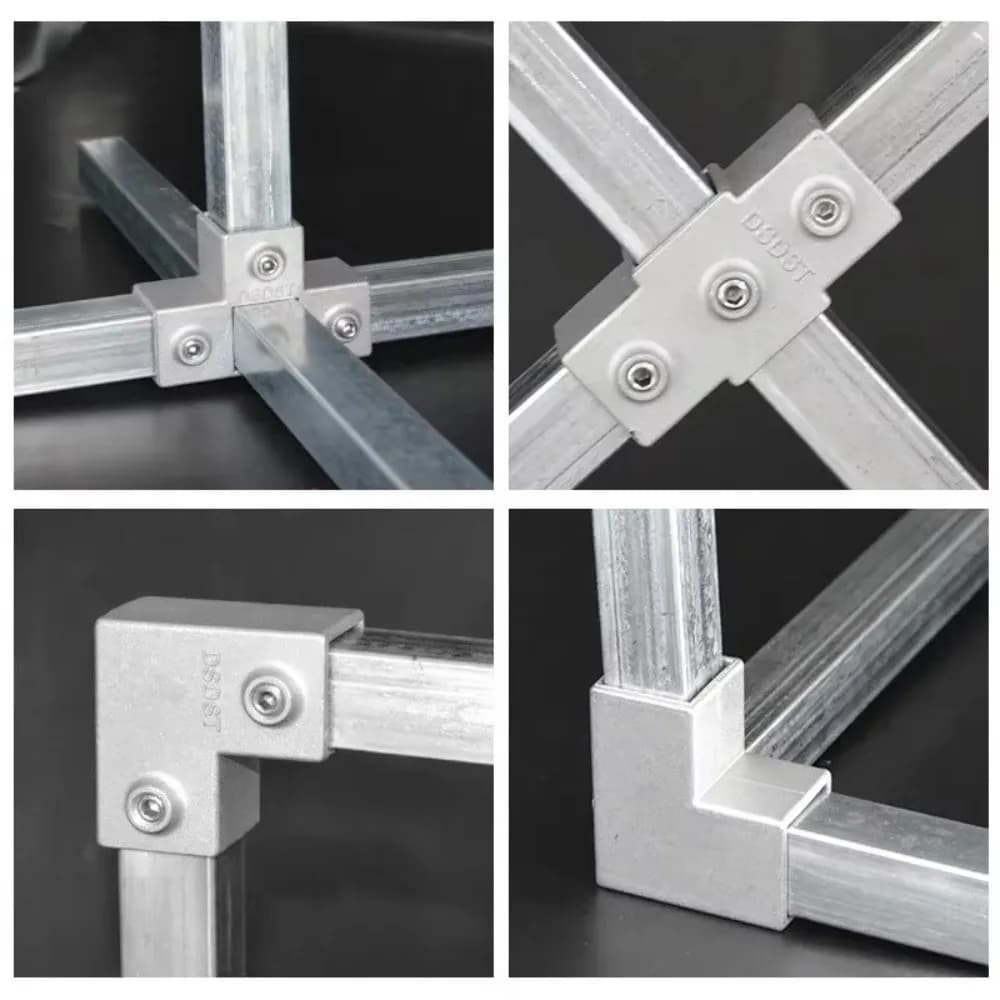 Connecteur coudé en alliage d'aluminium pour tube carré 20x20mm et 25x25mm