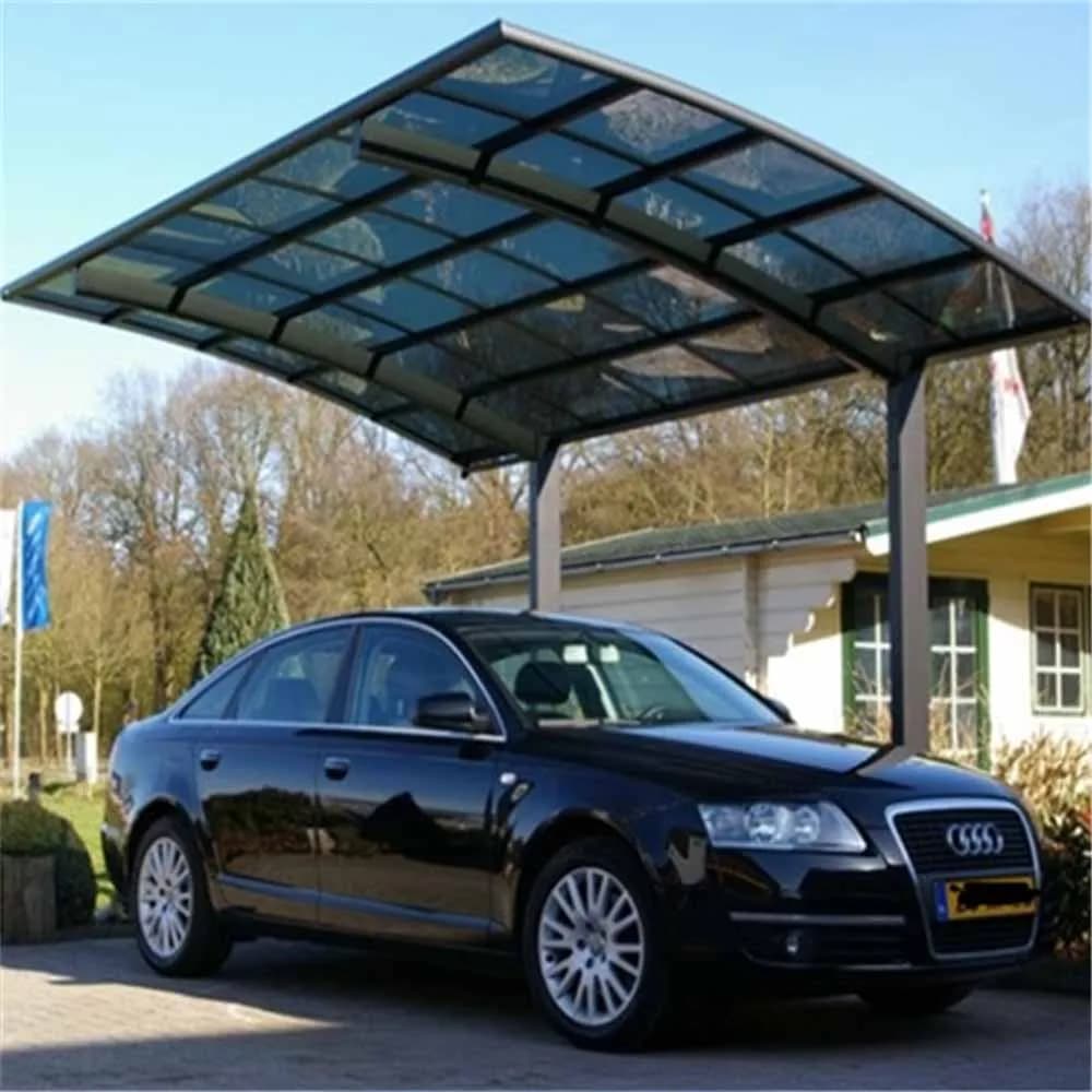 Carport moderne auvent en polycarbonate – Pare-soleil à cadre en aluminium étanche pour allée ou jardin