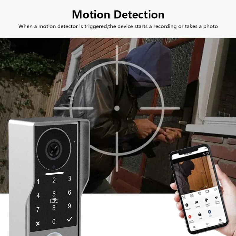 Anjielo Interphone Vidéo Intelligent TUYA 2 Fils Filaire 1080P Caméra Étanche WIFI Écran Tactile IPS 7/10 Pouces Prise en Charge IP CCTV