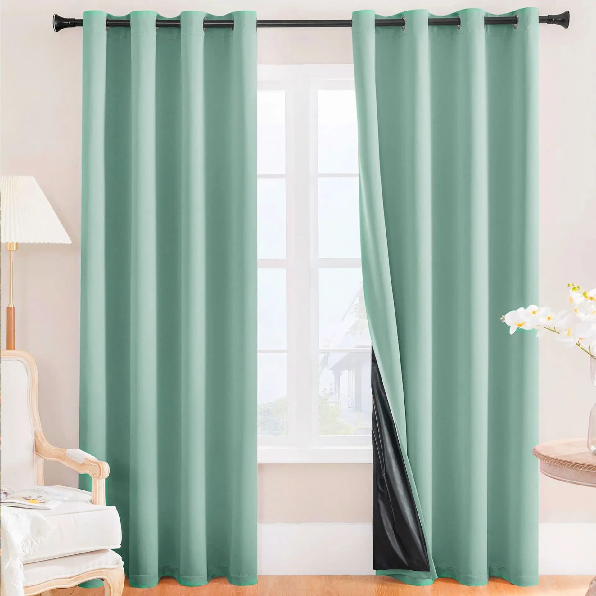 Rideau occultant complet imperméable de couleur unie, isolant thermique, fini