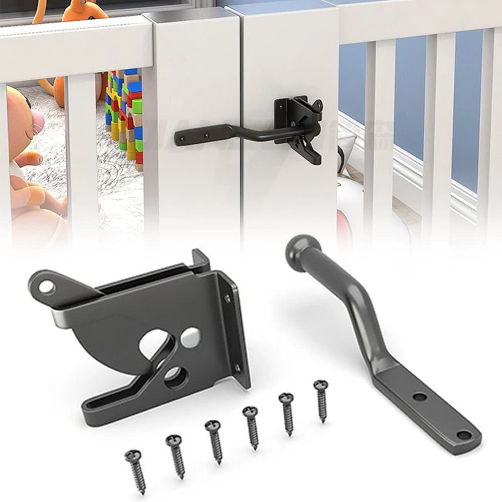 Loquet de porte autobloquant monté sur poteau, loquet de porte de clôture robuste et automatique, boulon de verrouillage de jardin, fournitures de clôture à boucle