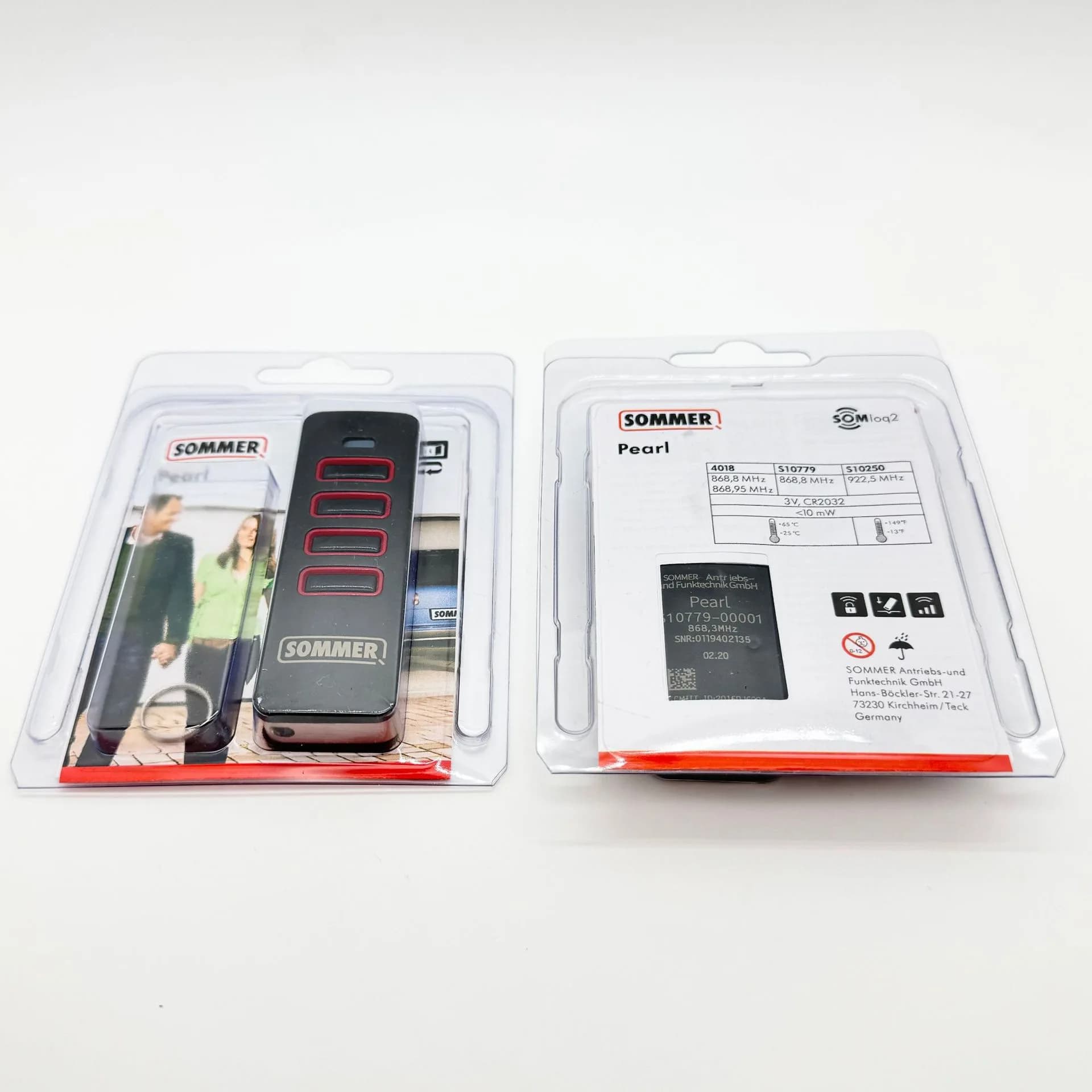 Télécommande à code roulant SOMMER PEARL 868 MHz TWIN VIBE STATUS 4 boutons pour ouvre-porte de garage 4018 4019 TX40 TRX55 T