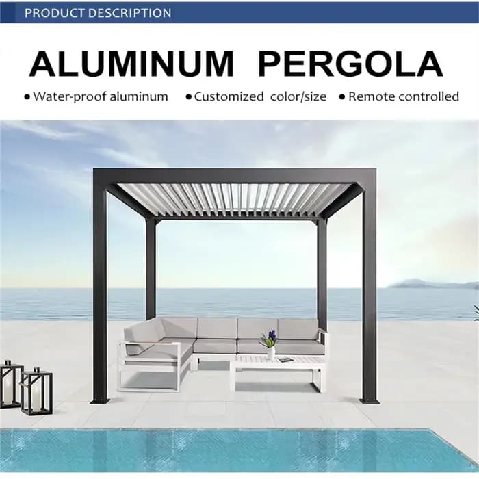 Pergola bioclimatique en aluminium 3x4m/10x12 pieds