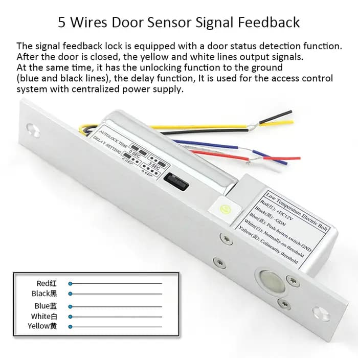 Serrure à boulon électrique à sécurité intégrée DC12V