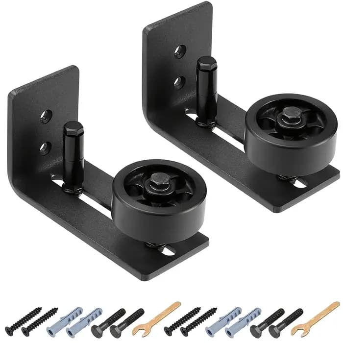 2 guides de sol pour porte coulissante de grange, avec rouleau inférieur réglable - 8 options de con
