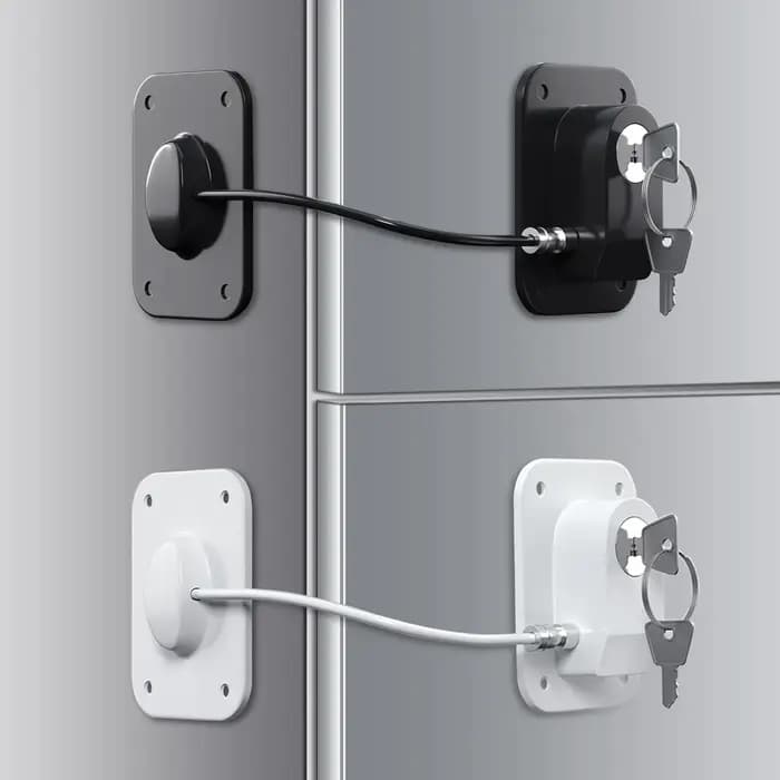 Serrure de porte à câble noire avec clé – Barre de sécurité robuste pour portes de maison, de bureau