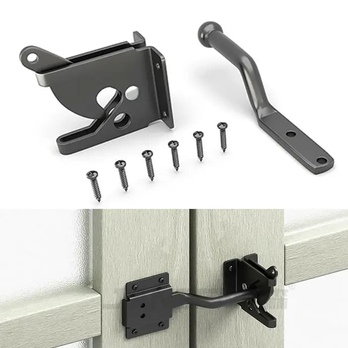Loquet de porte autobloquant monté sur poteau, loquet de porte de clôture robuste et automatique, boulon de verrouillage de jardin, fournitures de clôture à boucle