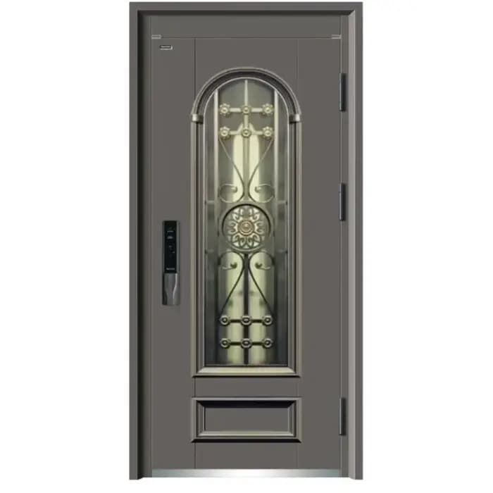 Porte d'entrée en alliage d'aluminium et d'acier au Design moderne