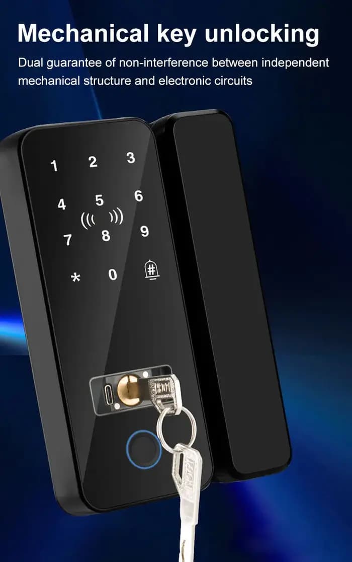 Serrure Intelligente de Porte en Verre Biométrique Bluetooth APP avec Empreinte Digitale