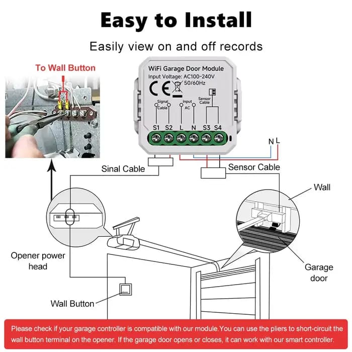 Module d'ouverture de porte de garage WiFi Tuya Mini