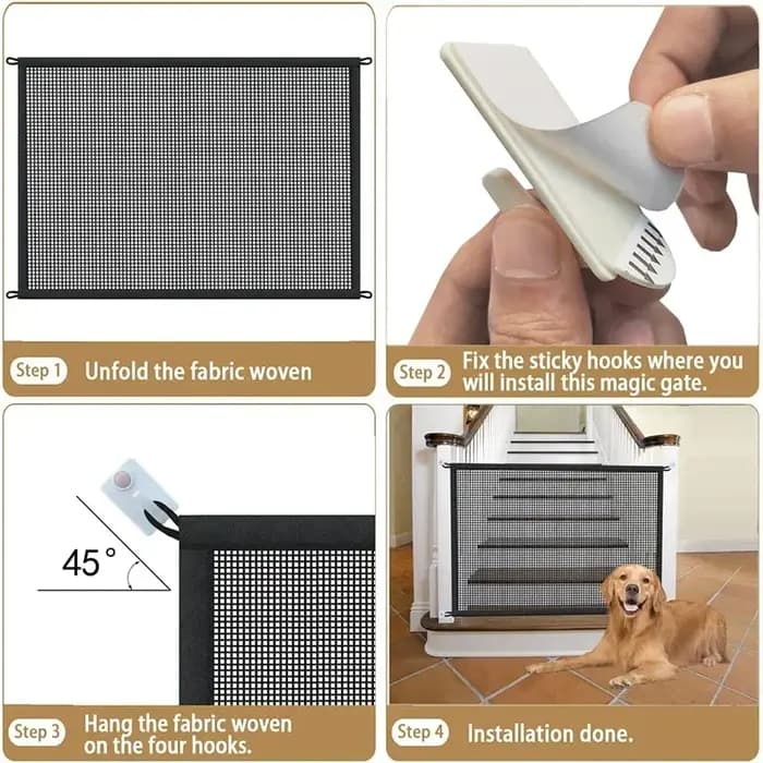 Clôture pour chien de compagnie équipée de 4 crochets