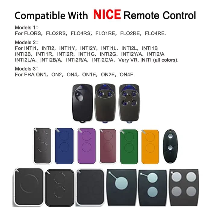 Télécommande de porte de garage/portail NICE FLORS FLO2RS FLO4RS compatible