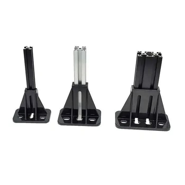 Base fixe carrée en aluminium pour profilés 2020/3030/3060 pour clôture