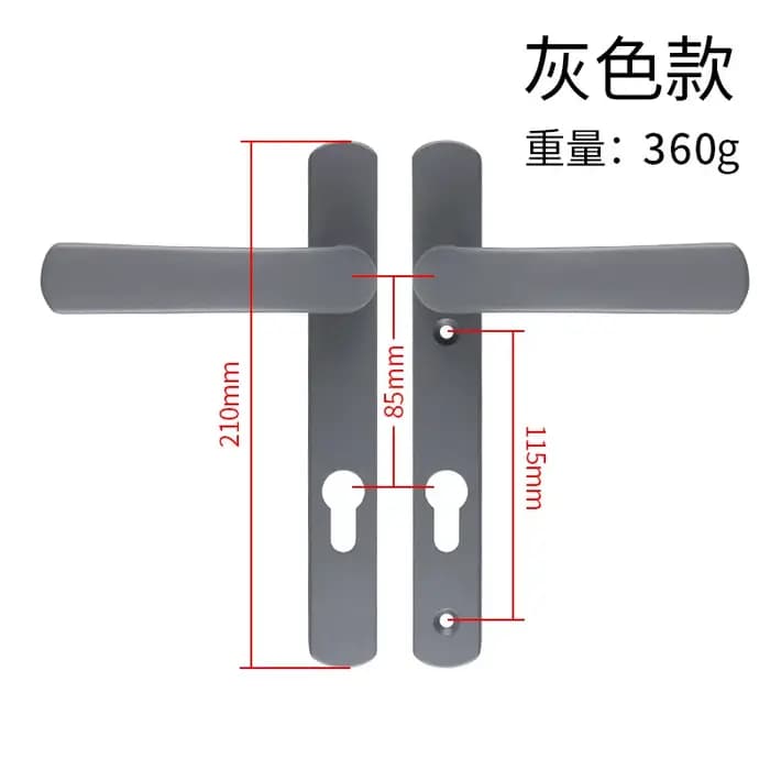 1 poignée de porte à point unique en alliage d'aluminium