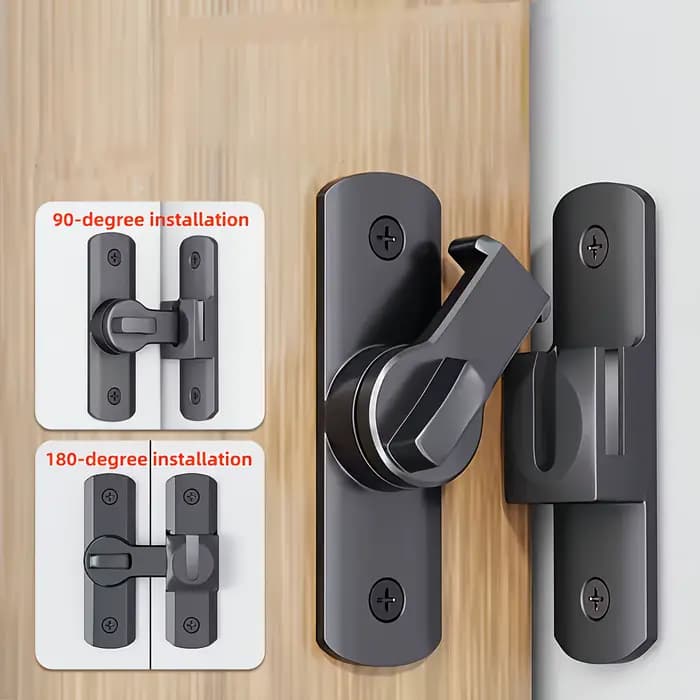 Serrure de porte antivol - 90 ° /180 ° Goupille coulissante réglable